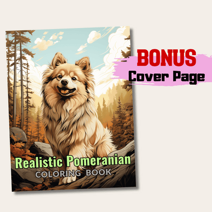 Realistic Pomeranian Coloring Book, Pomeranian Grayscale Coloring Pages for All Ages