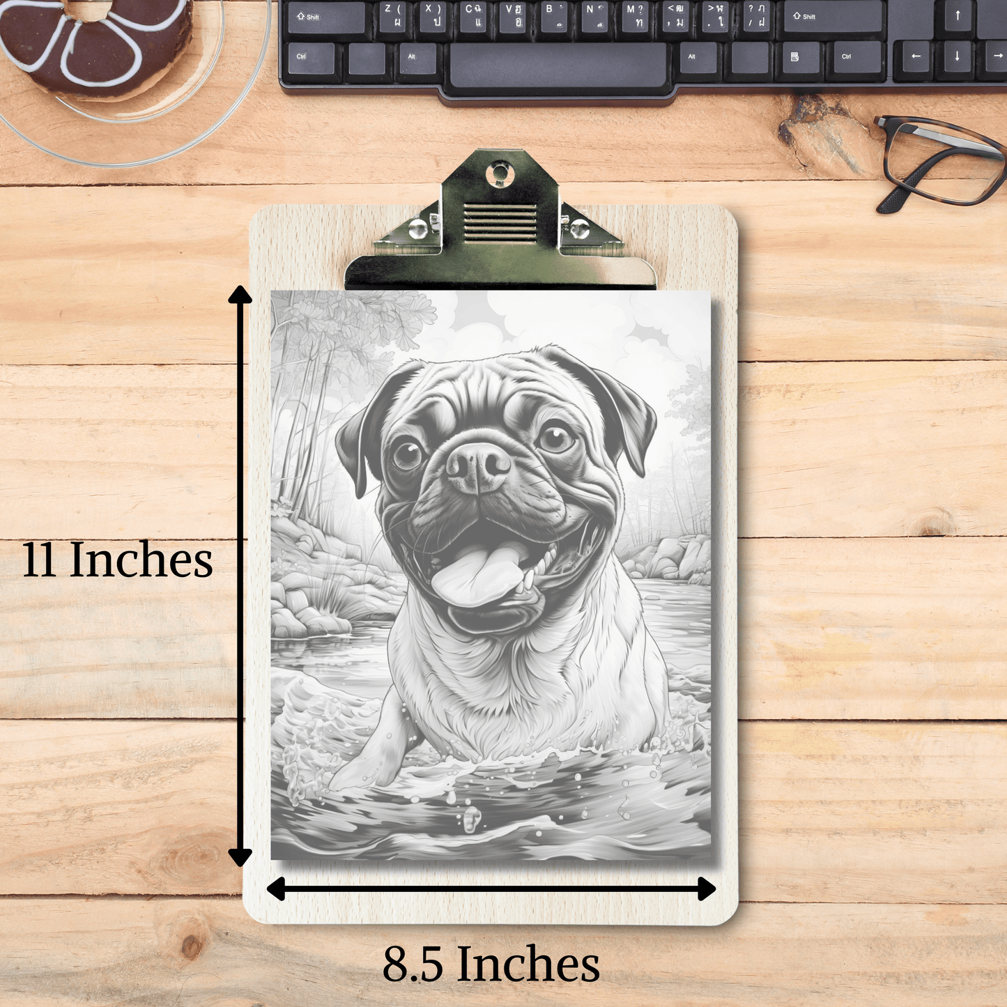 Realistic Pug Coloring Book, 20 Pugs Grayscale Coloring Pages for All Ages