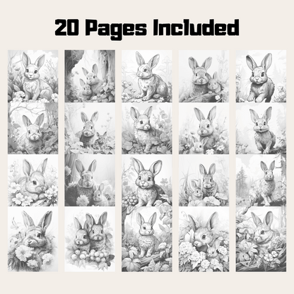Realistic Rabbit Coloring Book 1: Rabbits 20 Pages Included