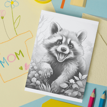 Realistic Raccoon Coloring Book 1: Raccoon Print Out Demo