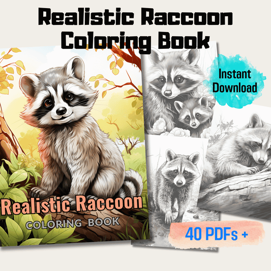 Realistic Raccoon Coloring Book 1: Raccoons