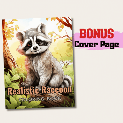 Realistic Raccoon Coloring Book 1: Raccoon Cover Page