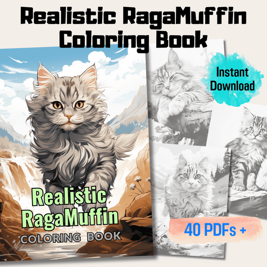 Realistic RagaMuffin Coloring Book, 20 RagaMuffin Grayscale Coloring Pages