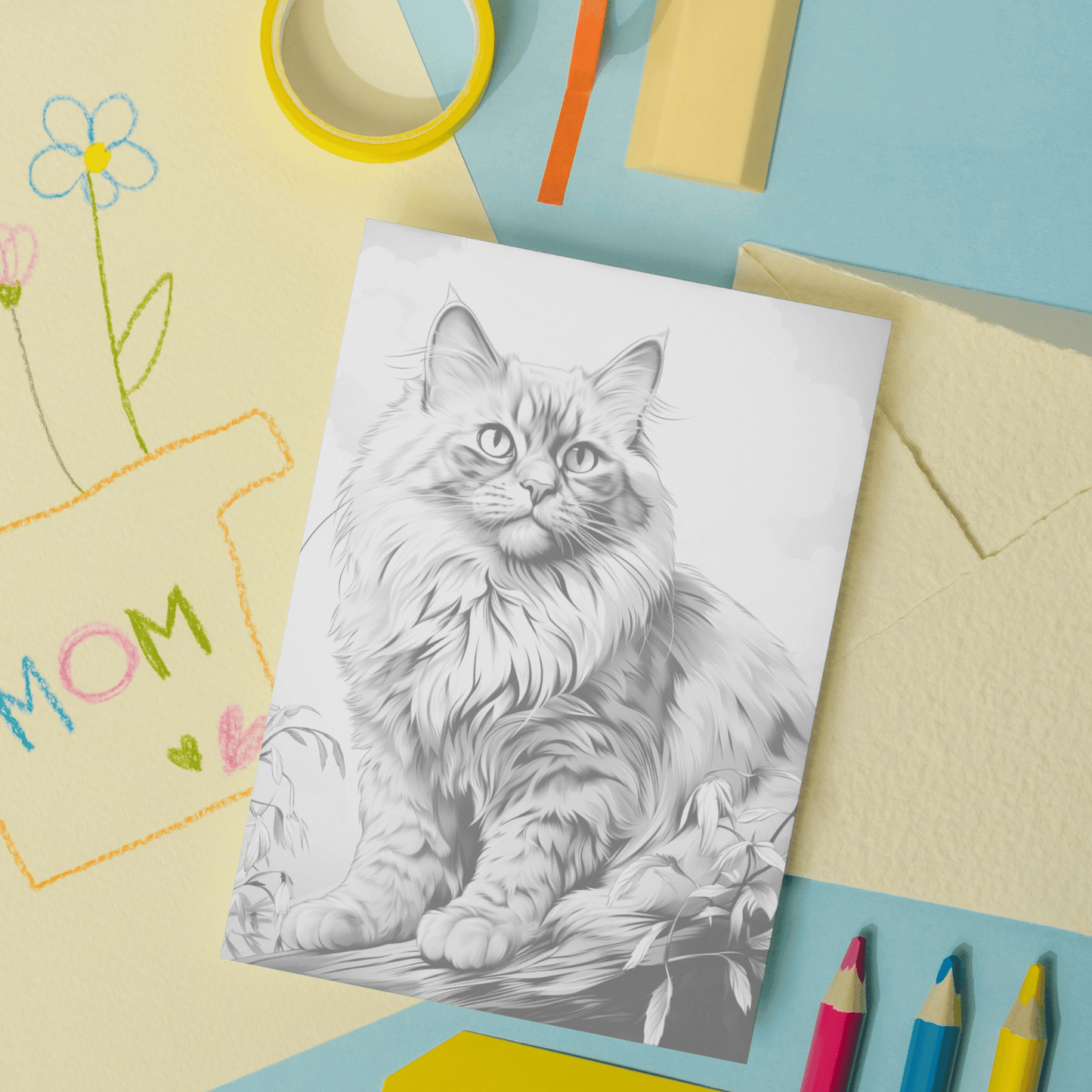 Realistic Ragdoll Cat Coloring Book, 20 Ragdoll Cat Grayscale Coloring Pages