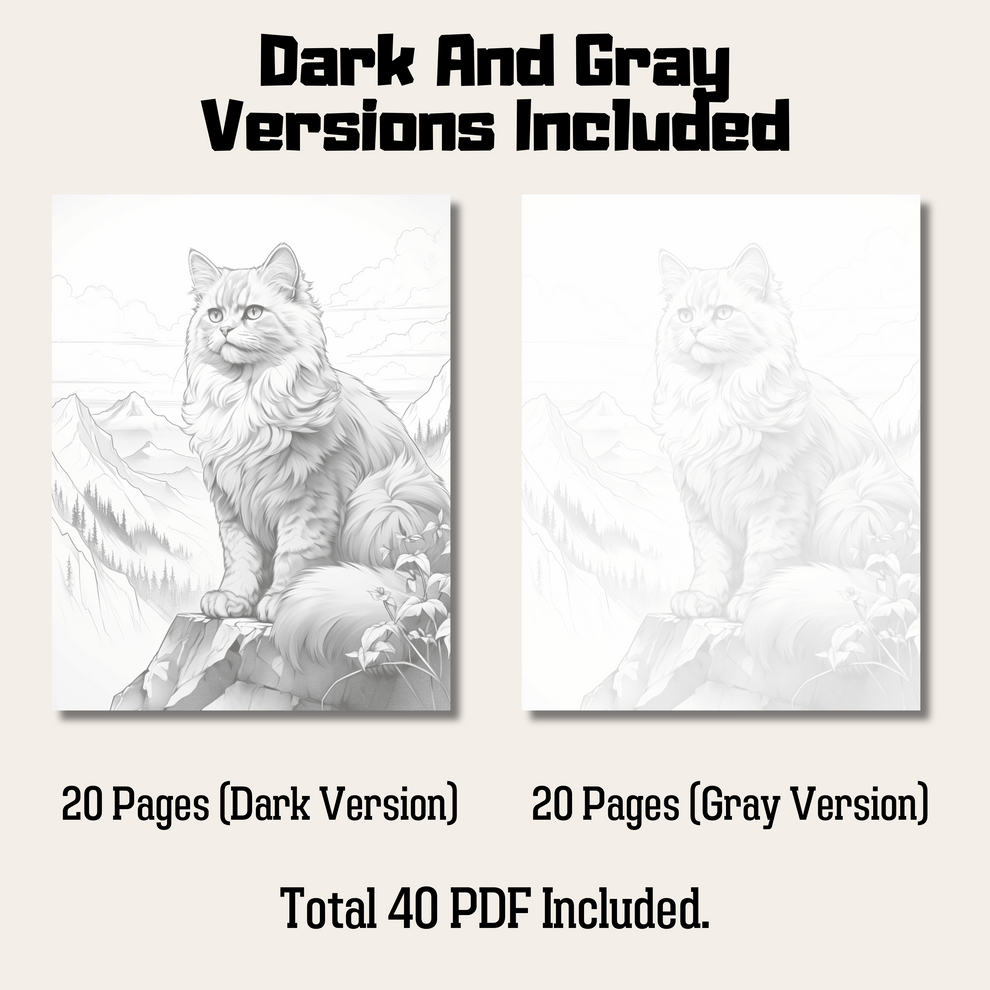 Realistic Ragdoll Cat Coloring Book, 20 Ragdoll Cat Grayscale Coloring ...