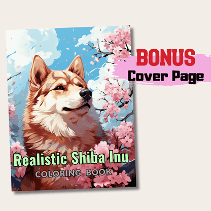 Realistic Shiba Inu Coloring Book, 20 Shiba Inu Grayscale Coloring Pages for All Ages