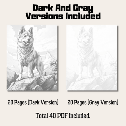 Realistic Shiba Inu Coloring Book, 20 Shiba Inu Grayscale Coloring Pages for All Ages