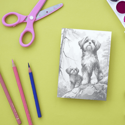 Realistic Shih Tzu Coloring Book, Shih Tzu Grayscale Coloring 20 Pages for Adults and Kids