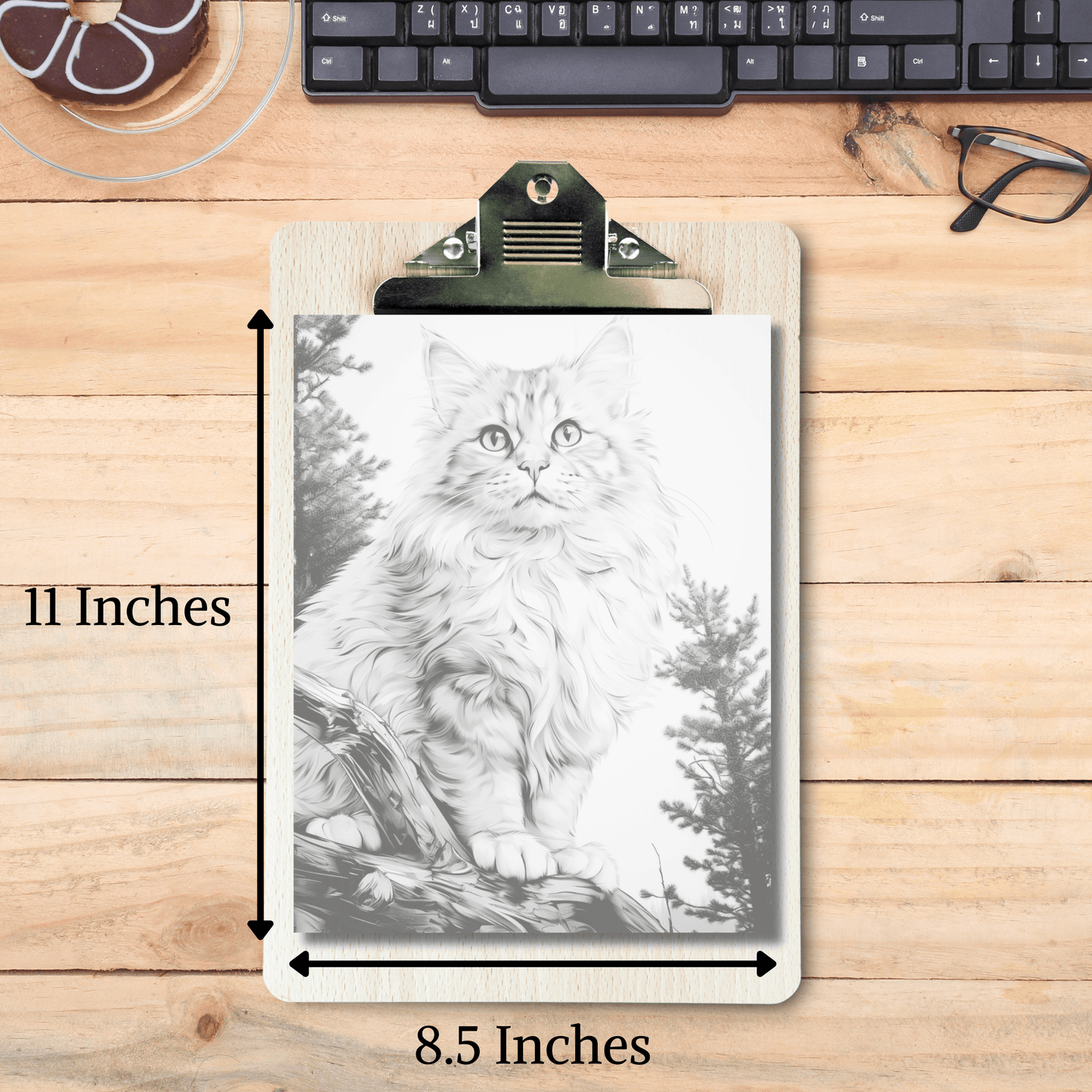 Realistic Siberian Cat Coloring Book, 20 Siberian Cat Grayscale Coloring Pages