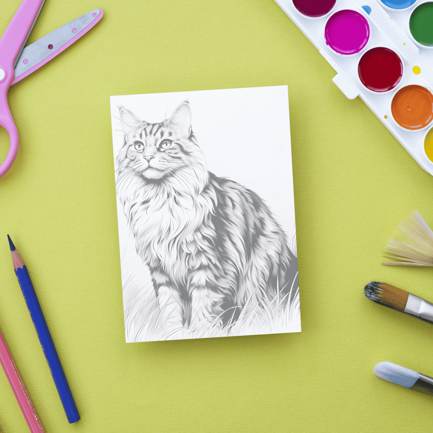 Realistic Siberian Cat Coloring Book, 20 Siberian Cat Grayscale Coloring Pages