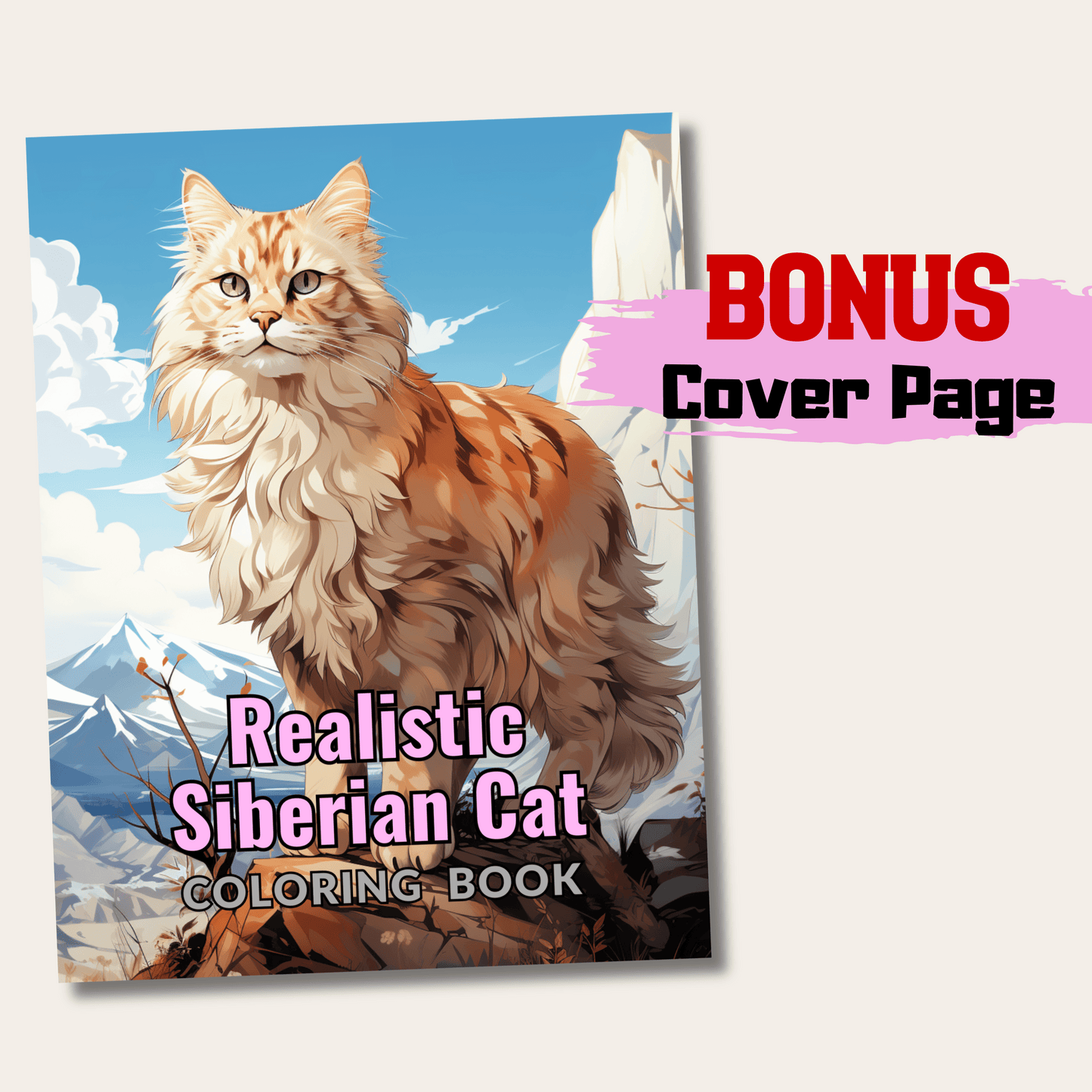 Realistic Siberian Cat Coloring Book, 20 Siberian Cat Grayscale Coloring Pages