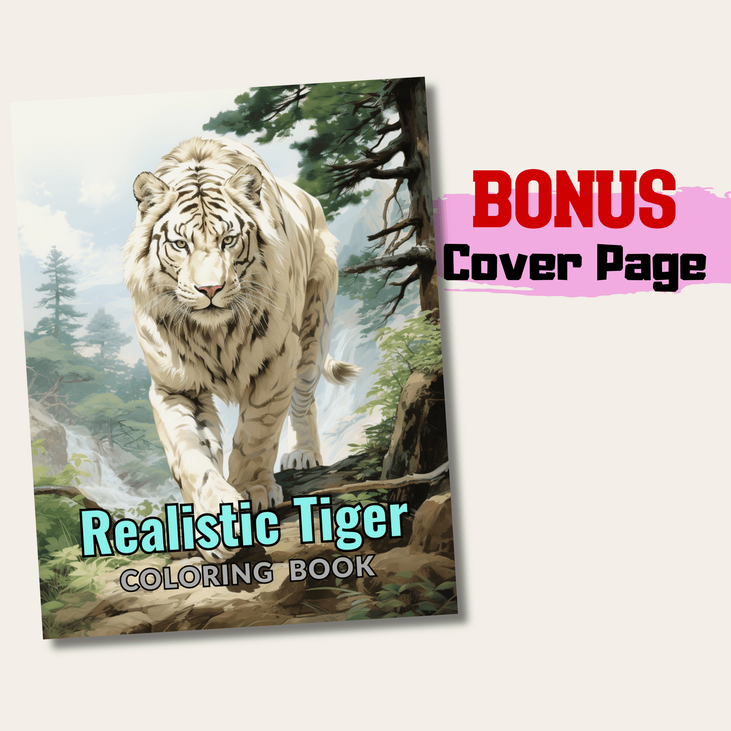 Realistic Tiger Coloring Book 1: Tiger Cover Page