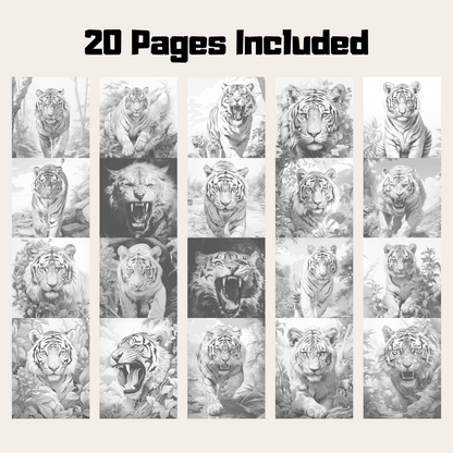 Realistic Tiger Coloring Book 1: Tigers 20 Pages Included