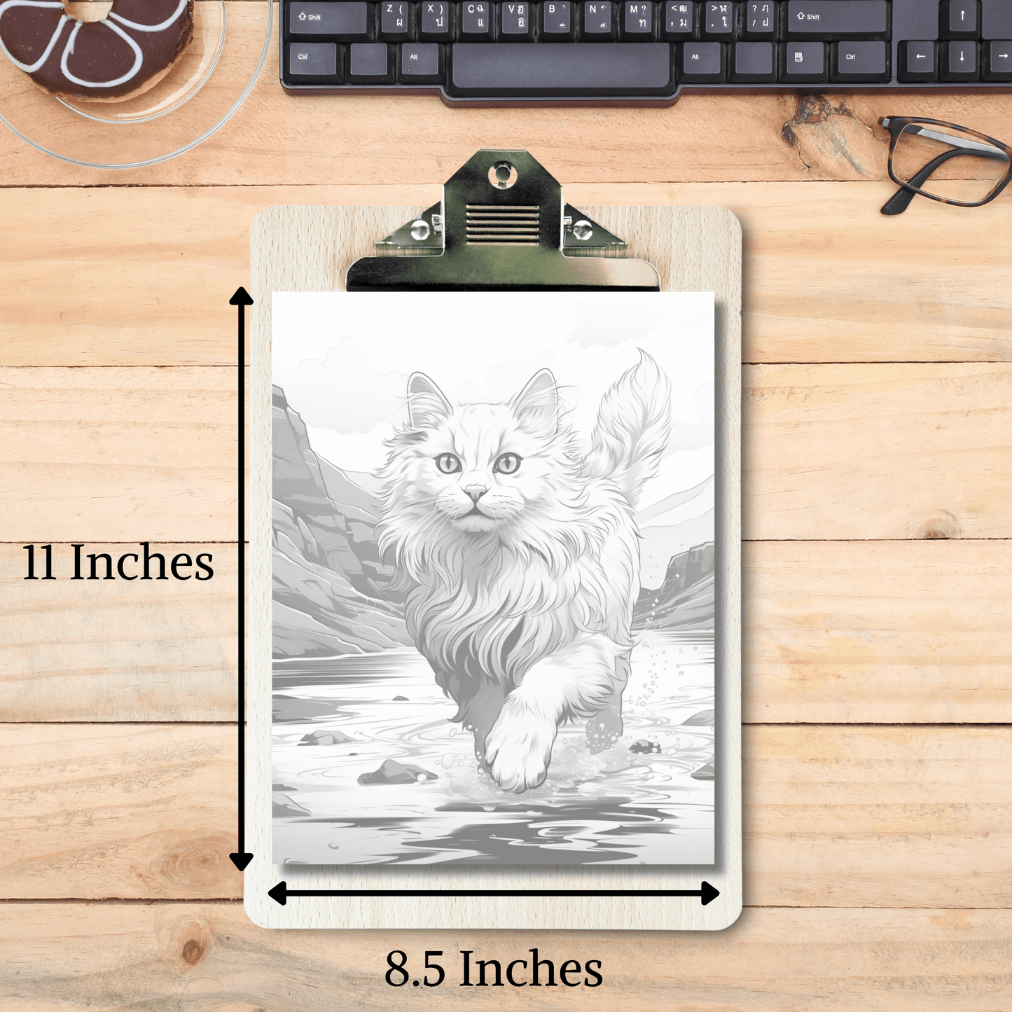 Realistic Turkish Van Cat Coloring Book, 20 Turkish Van Cat Grayscale Coloring Pages