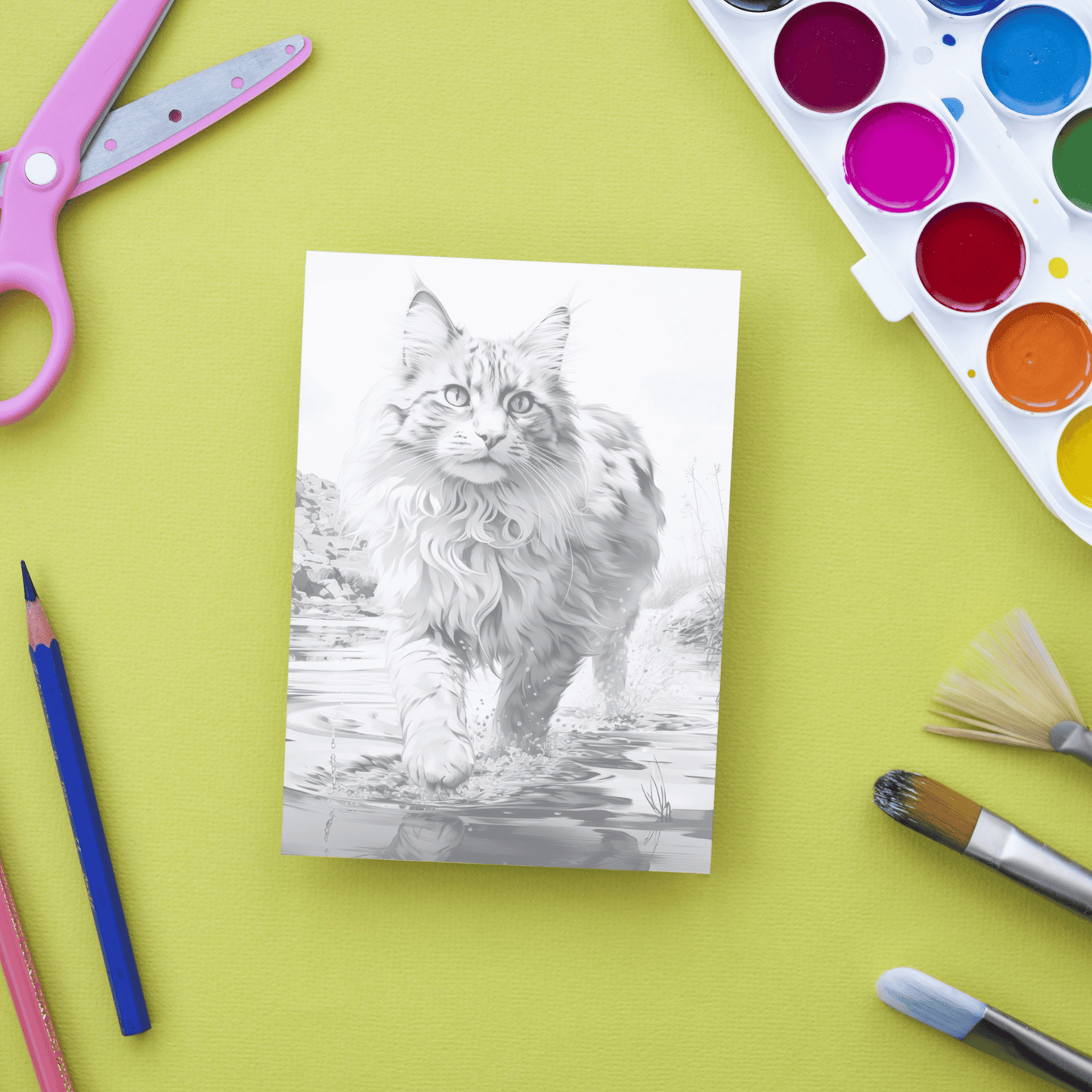 Realistic Turkish Van Cat Coloring Book, 20 Turkish Van Cat Grayscale Coloring Pages