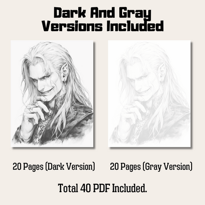 Realistic Vampire Coloring Book 1: Vampire Dark And Gray Versions Demo
