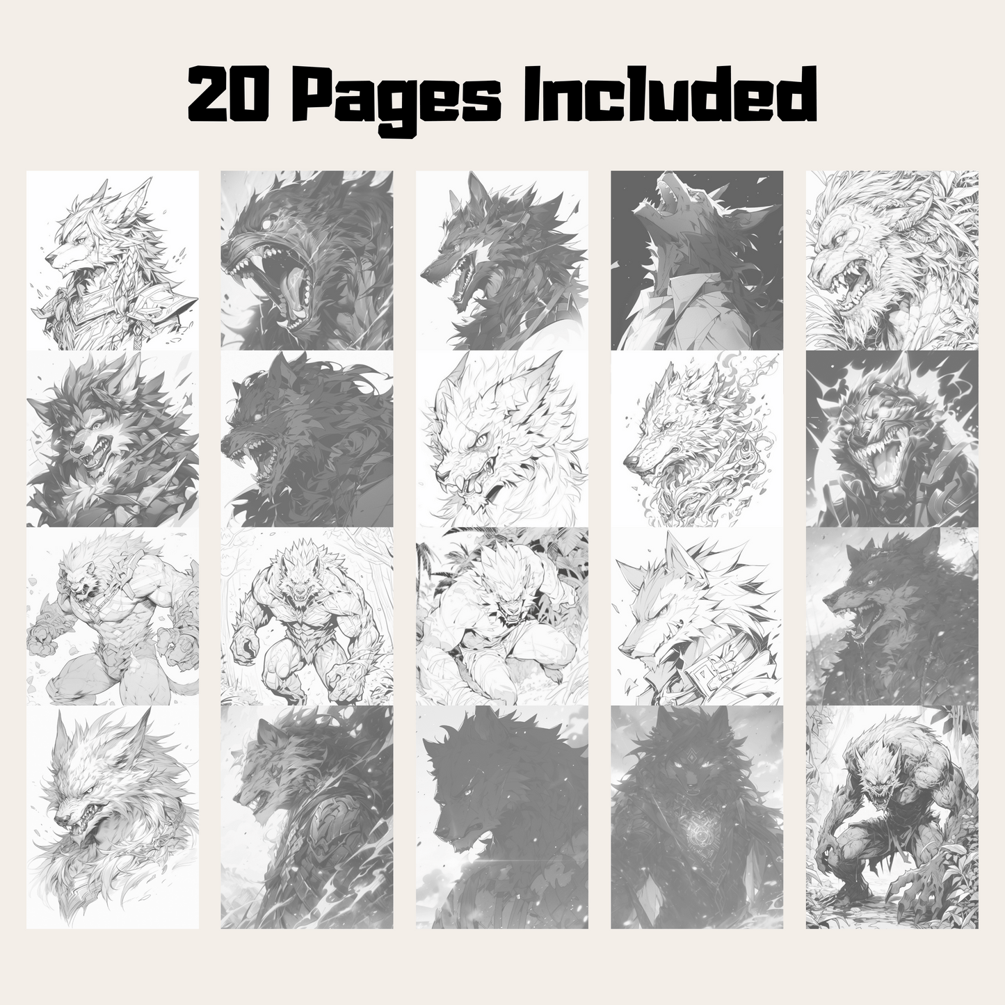 Realistic Werewolf Coloring Book 1: Werewolves 20 Pages Included