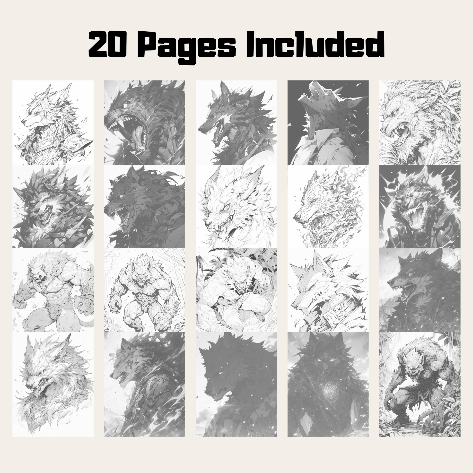 Realistic Werewolf Coloring Book 1: Werewolves 20 Pages Included