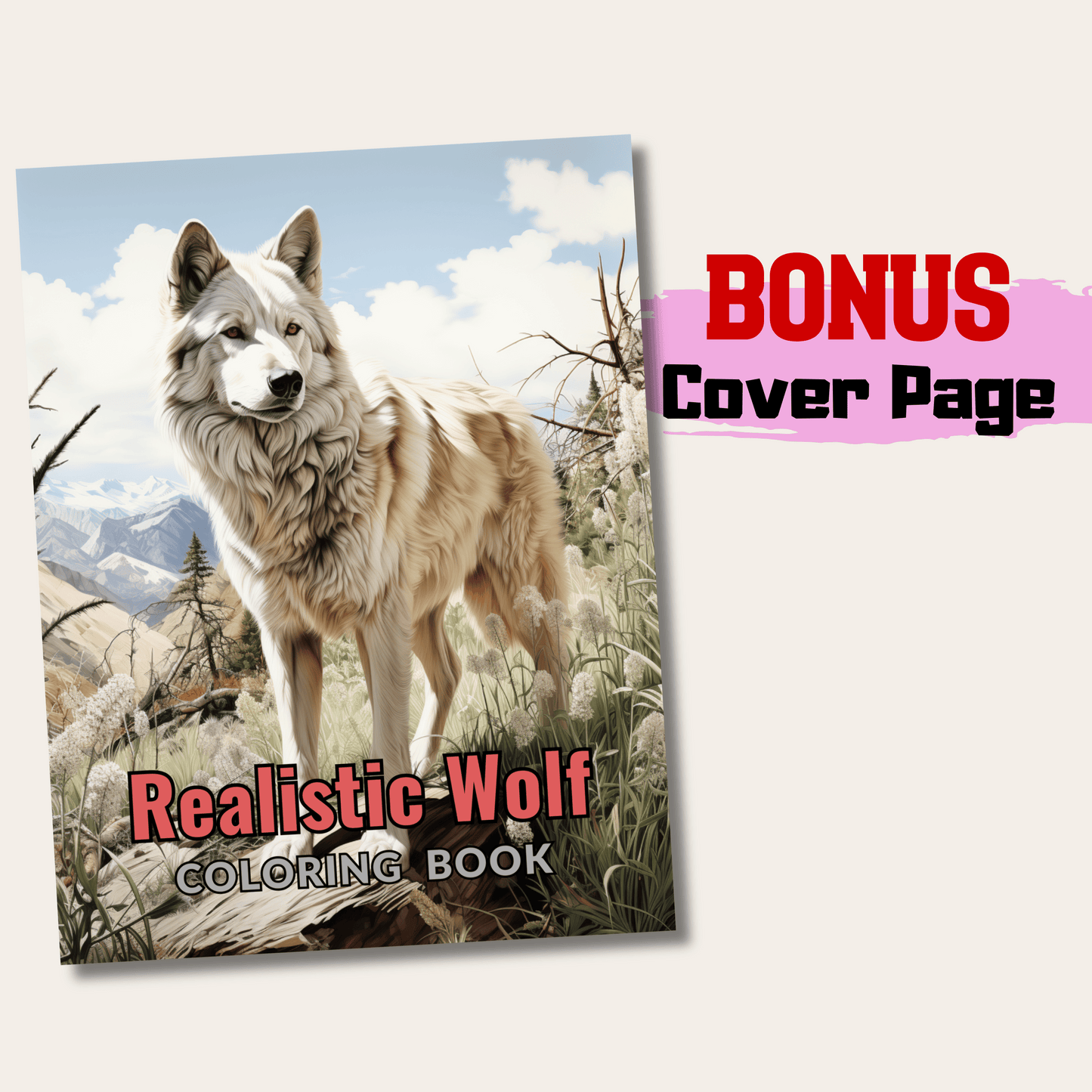 Realistic Wolf Coloring Book 1: Wolf Cover Page