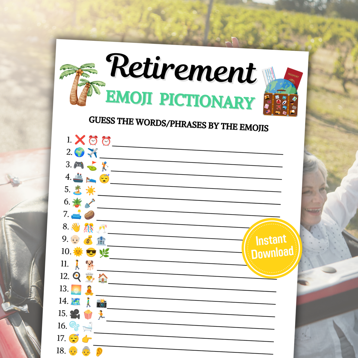 Retirement Emoji Pictionary Game | Retirement Emoji Game