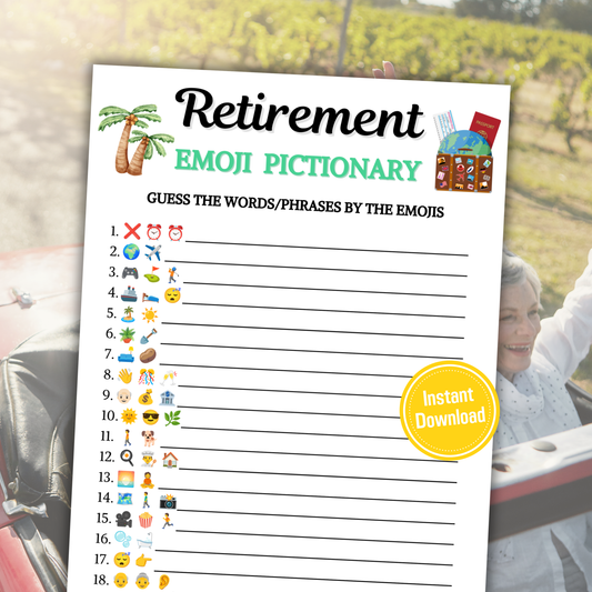 Retirement Emoji Pictionary Game | Retirement Emoji Game