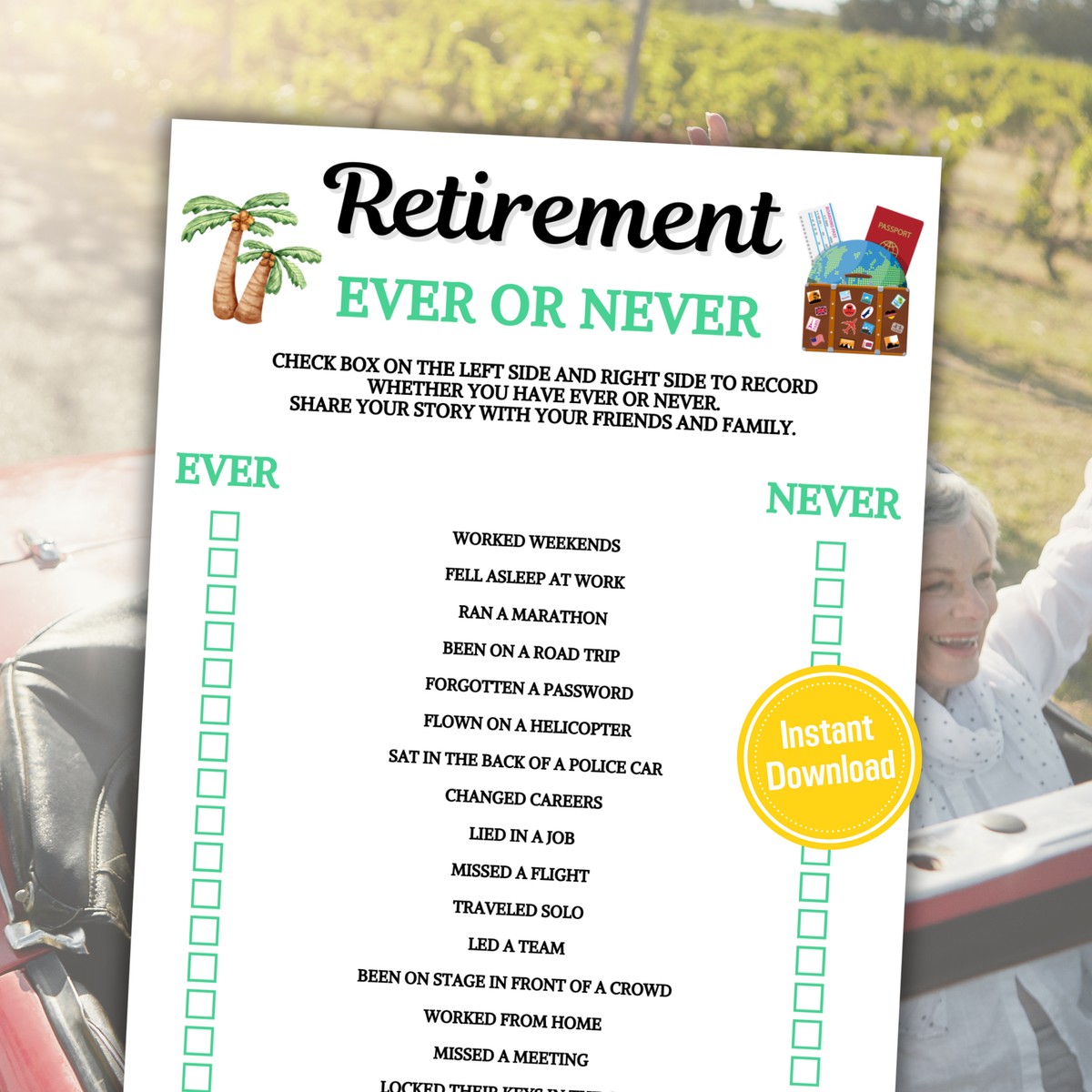 Retirement Ever Or Never Game | Retirement Party Never Have I Ever Game