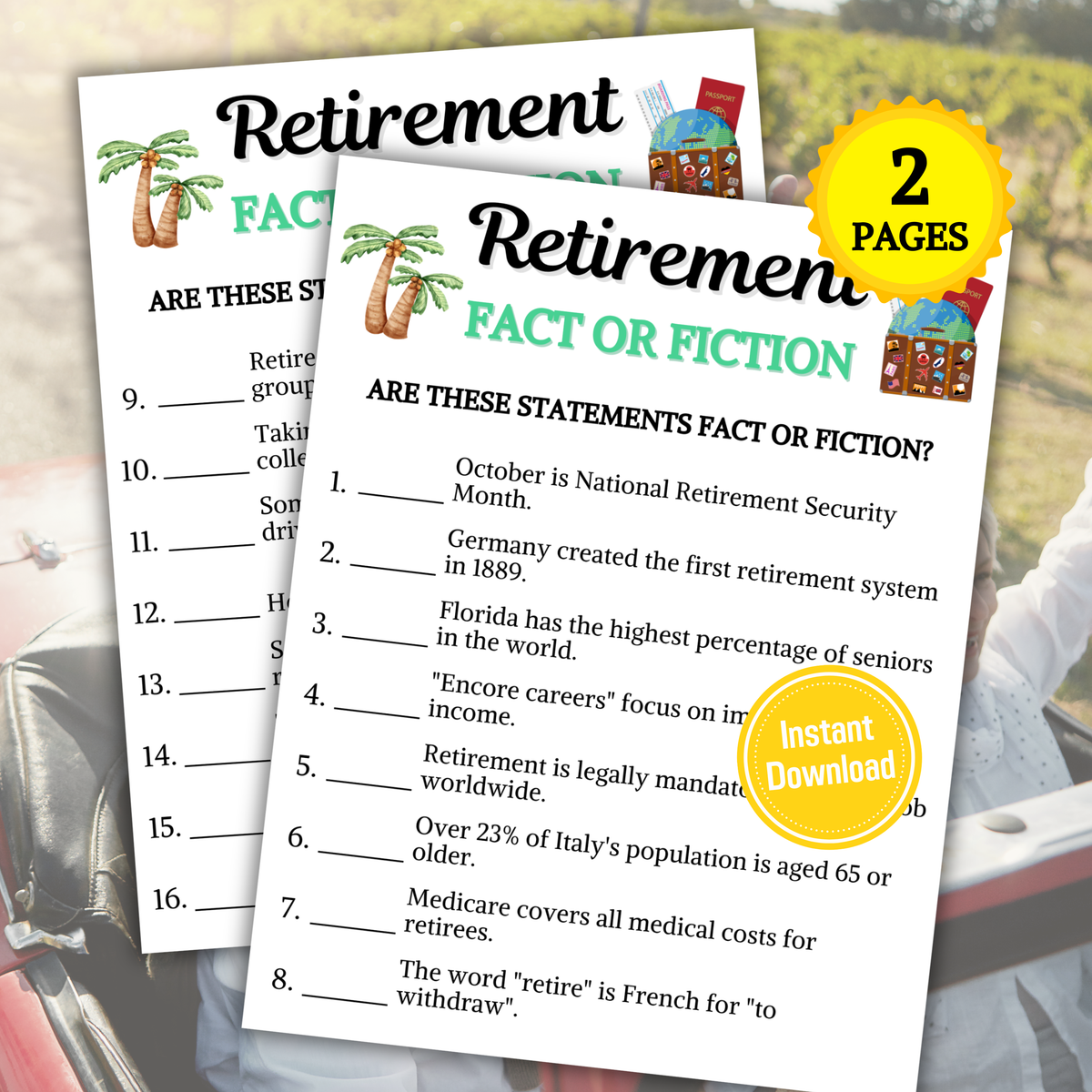 Retirement Fact or Fiction Game | Retirement True Or False Game