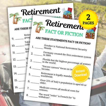 Retirement Fact or Fiction Game | Retirement True Or False Game