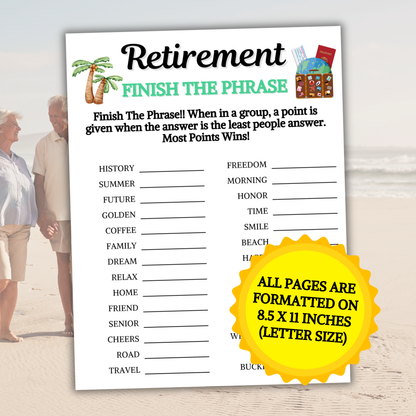 Retirement Finish The Phrase Game | Retirement Think Fast Game