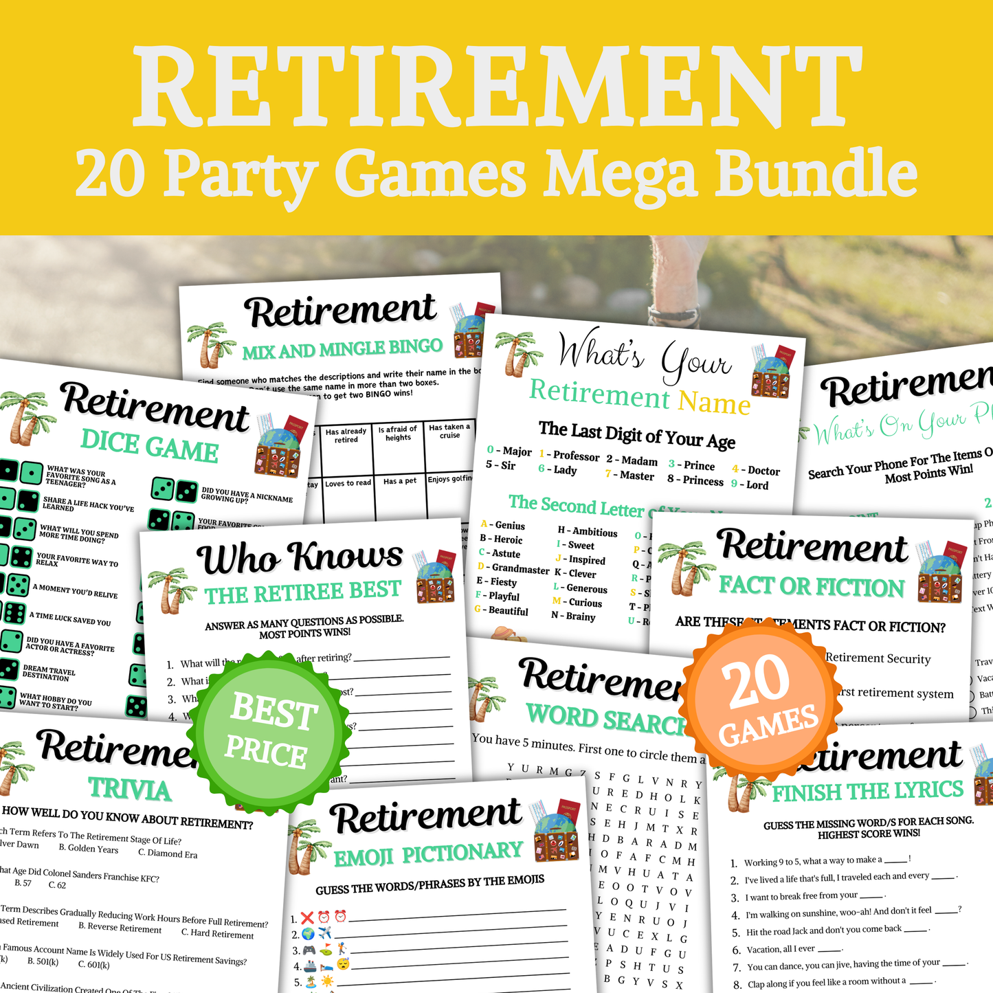 Retirement Games Bundle | Printable Retirement Party Game