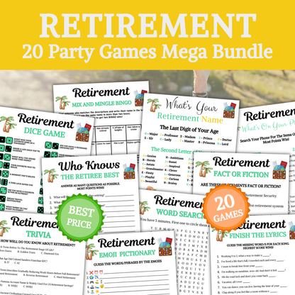 Retirement Games Bundle | Printable Retirement Party Game