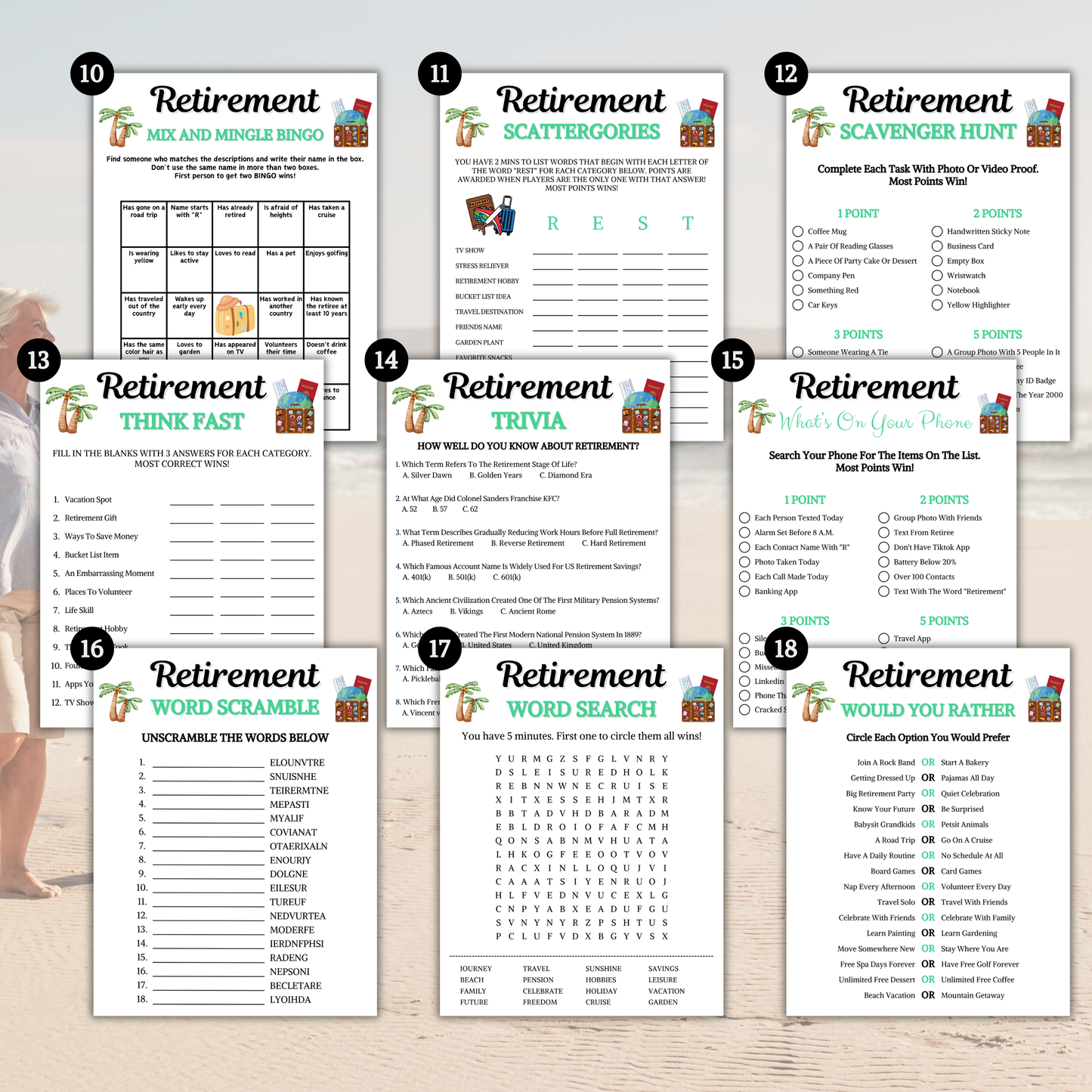 Retirement Games Bundle | Printable Retirement Party Game