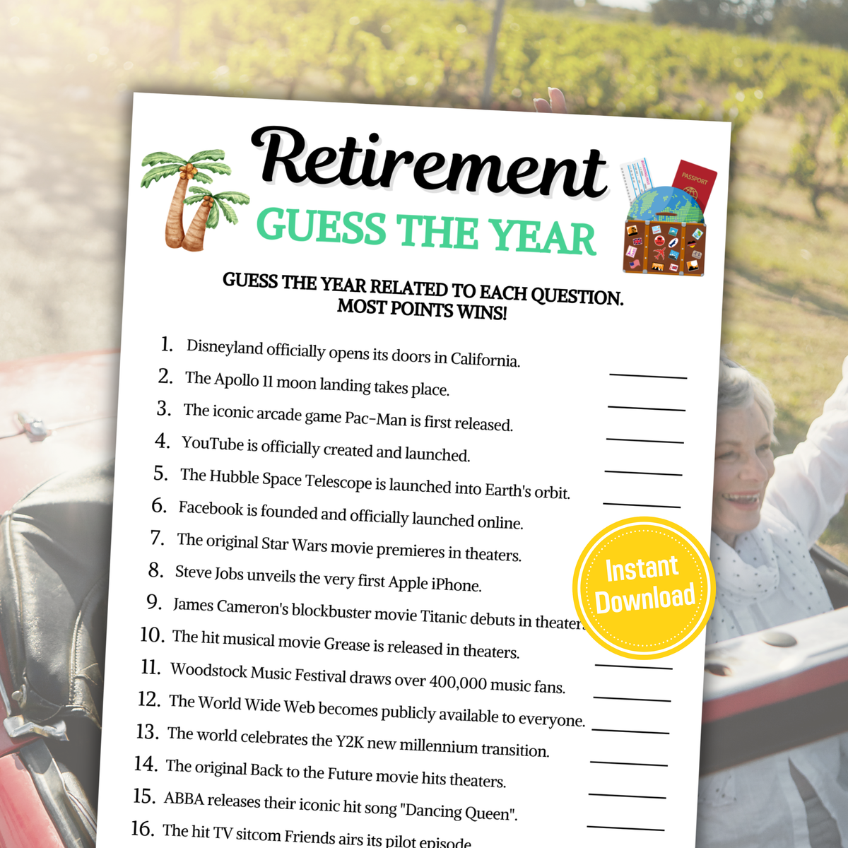Retirement Guess The Year Game | Retirement Guess Numbers Game