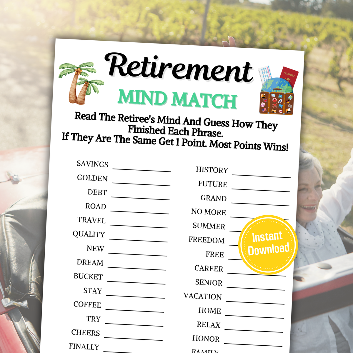 Retirement Mind Match Game | Retirement Think Fast Game
