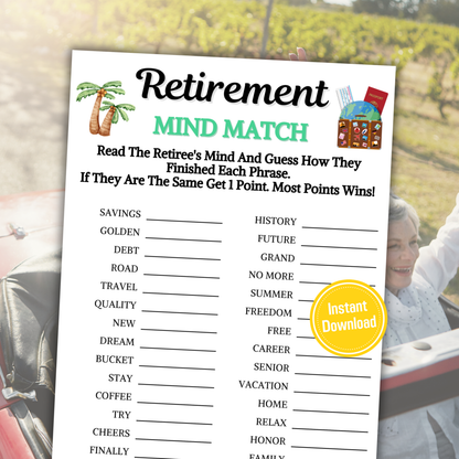 Retirement Mind Match Game | Retirement Think Fast Game