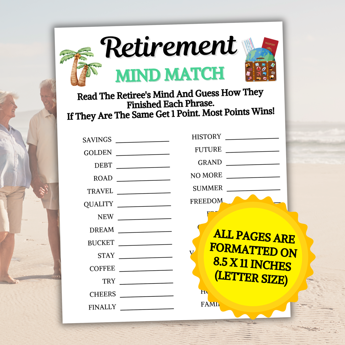 Retirement Mind Match Game | Retirement Think Fast Game
