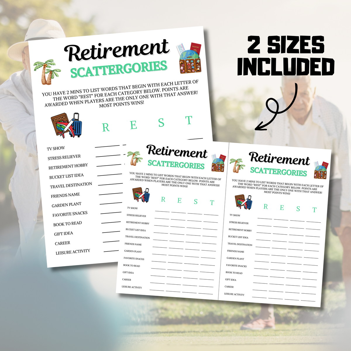 Retirement Scattergories Game | Retirement Think Fast Game