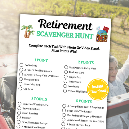Retirement Scavenger Hunt Game | Outdoor Scavenger Hunt