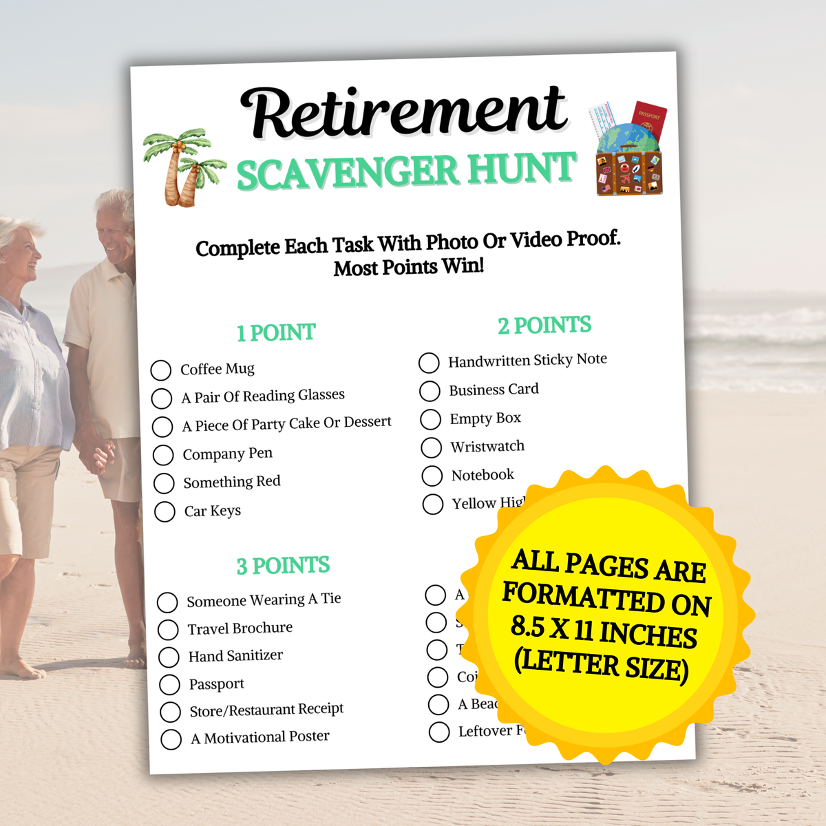 Retirement Scavenger Hunt Game | Outdoor Scavenger Hunt