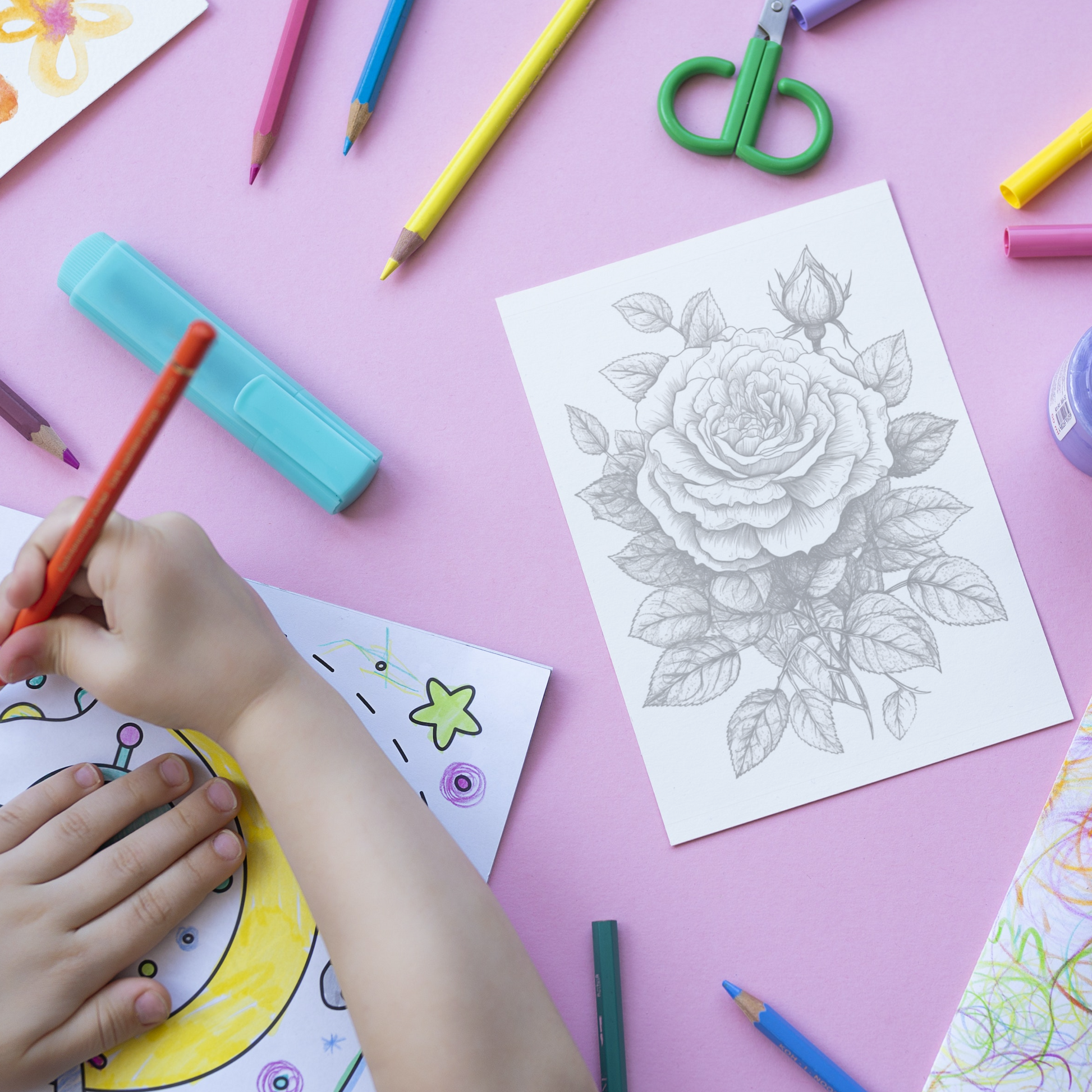 Rose Coloring Book 1: Rose Print Out Demo