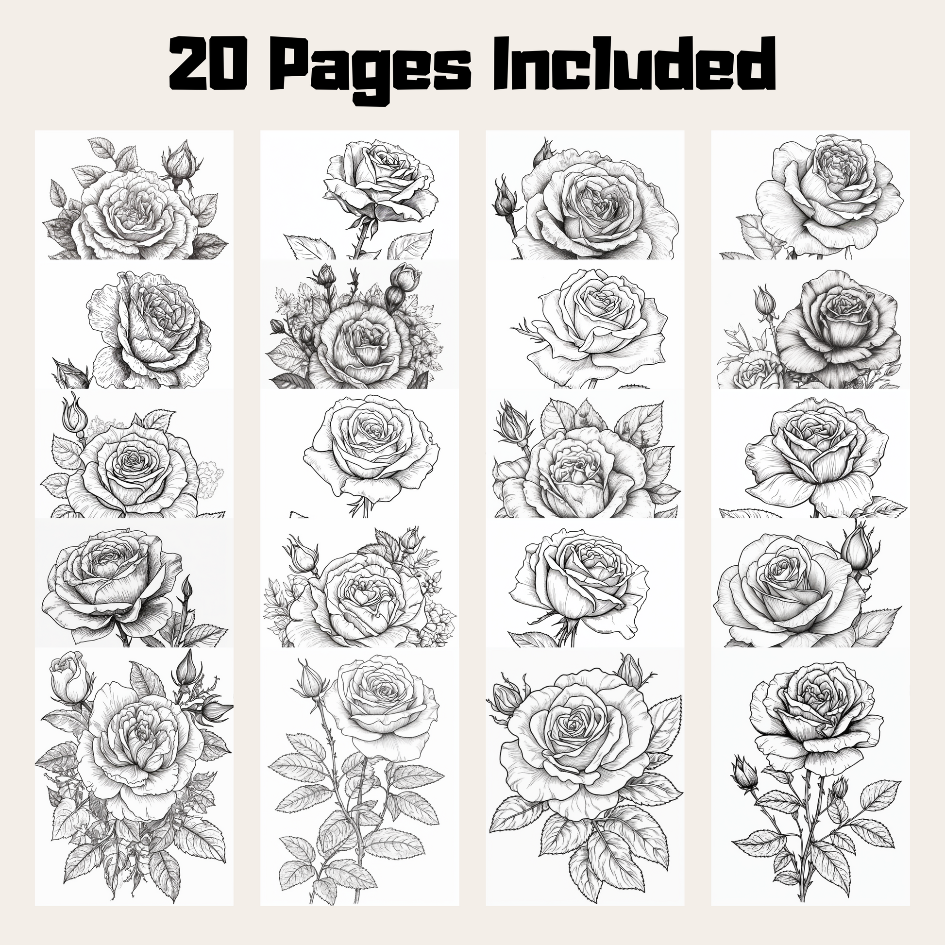 Rose Coloring Book 1: Roses 20 Pages Included