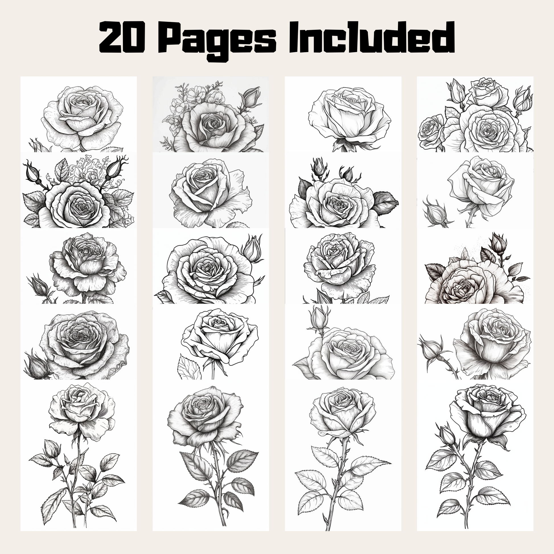 Rose Coloring Book 2: Roses 20 Pages Included