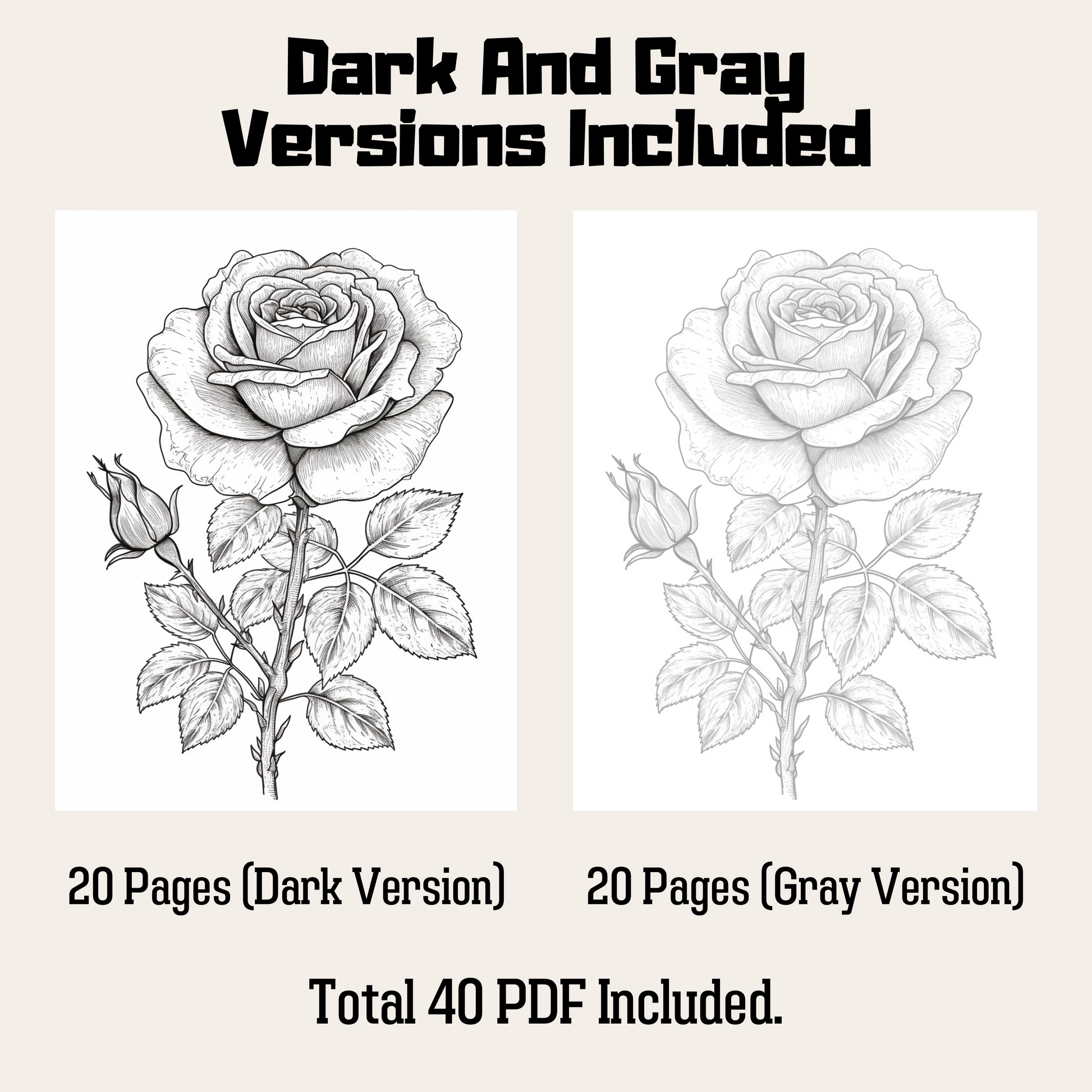 Rose Coloring Book 2: Rose Dark And Gray Versions Demo