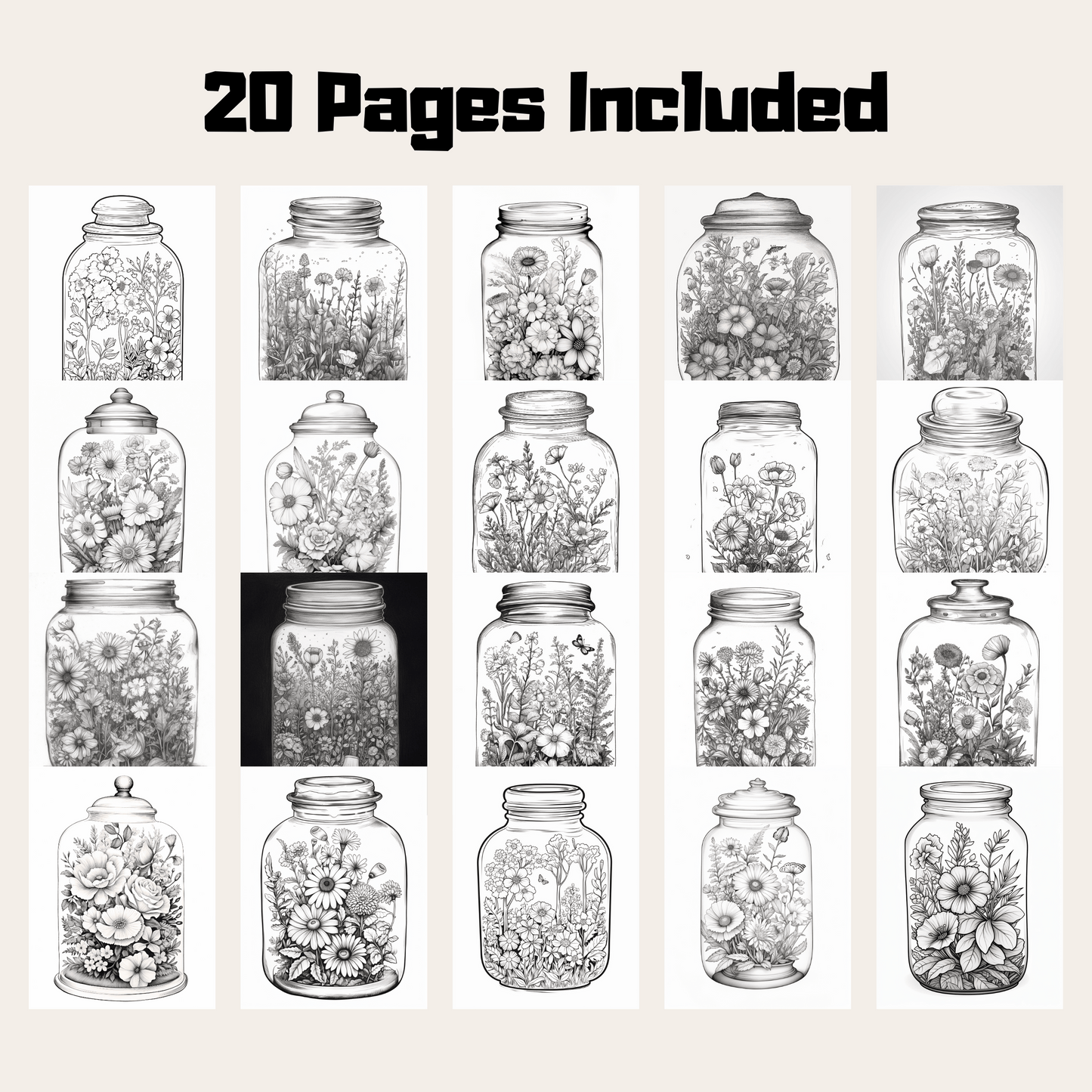 Secret Garden In A Jar Coloring Book 1: Secret Garden In A Jar 20 Pages Included