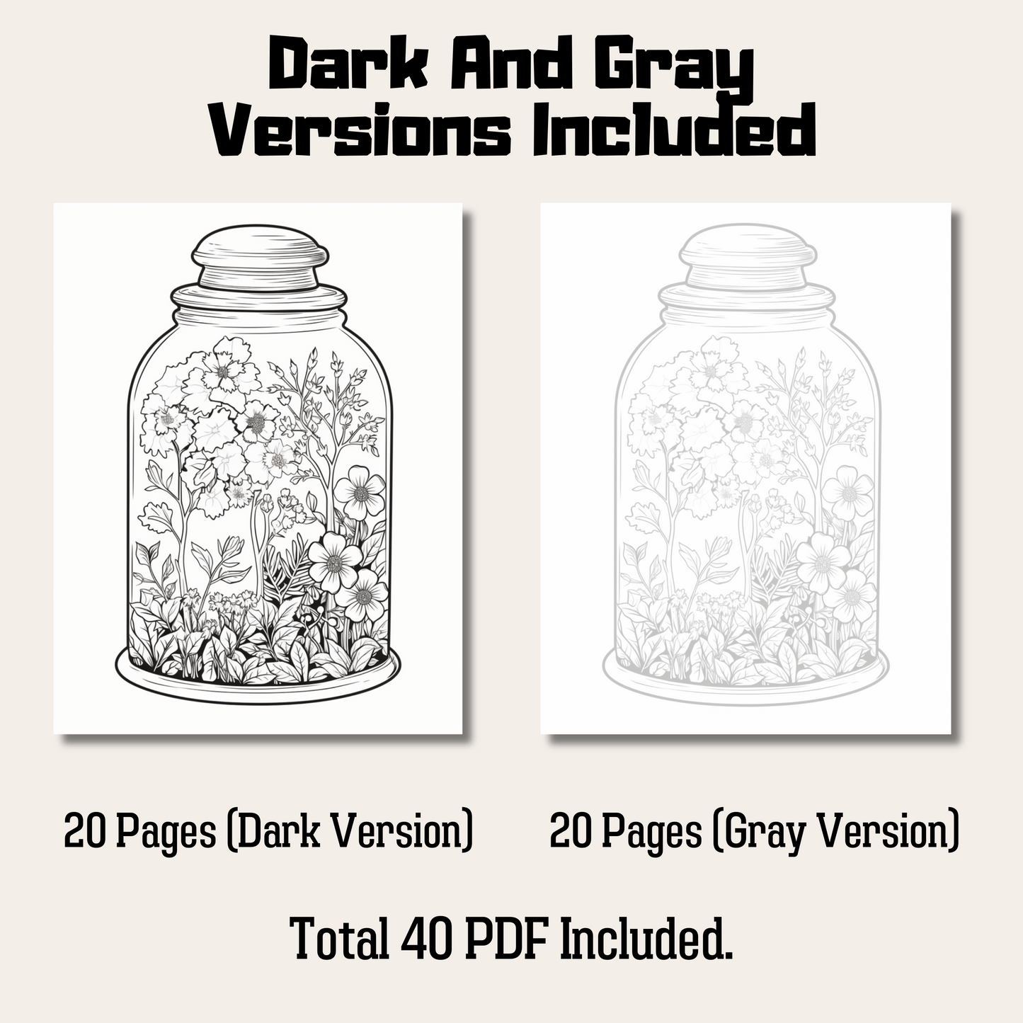 Secret Garden In A Jar Coloring Book 1: Secret Garden In A Jar Dark And Gray Versions Demo