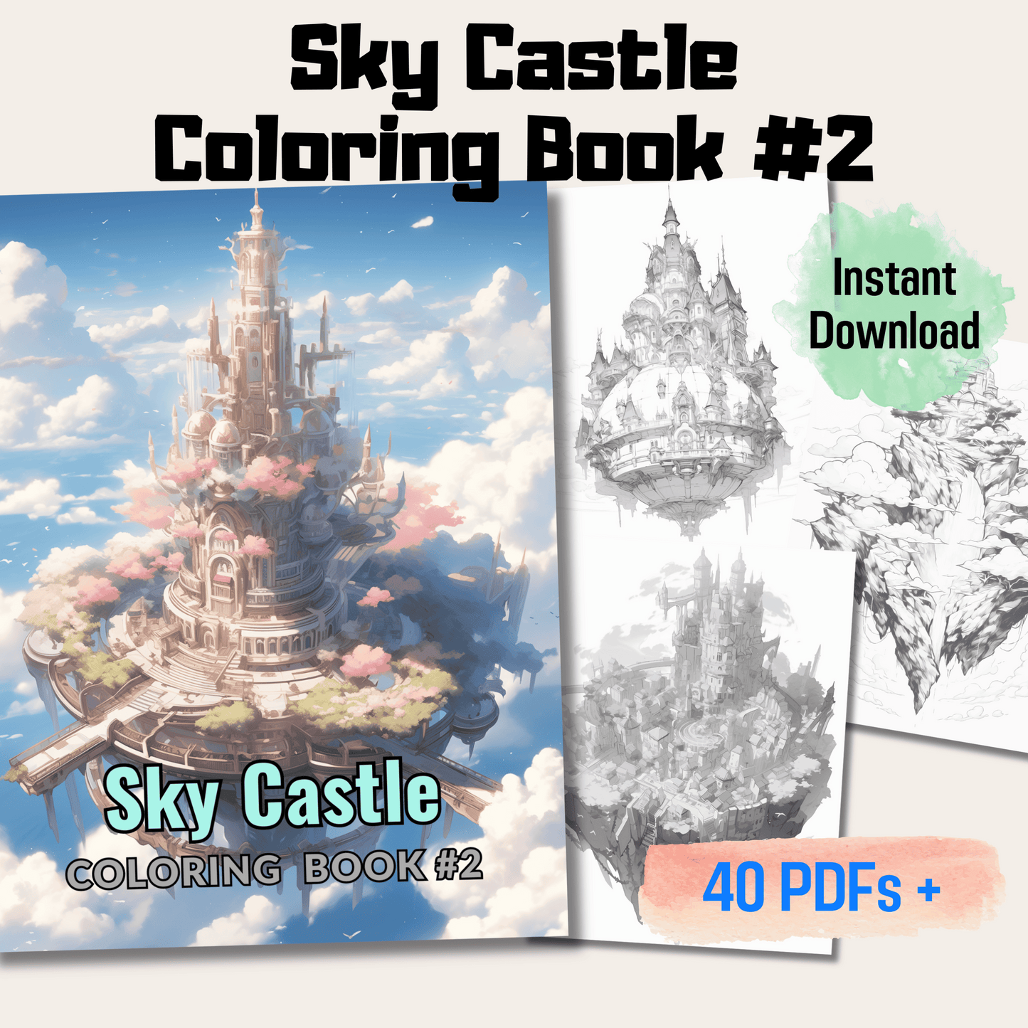 20 Pages Sky Castle Coloring Book, 20 Engaging Pages for Creativity Ignition