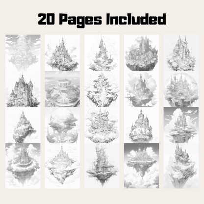 20 Pages Sky Castle Coloring Book, 20 Engaging Pages for Creativity Ignition