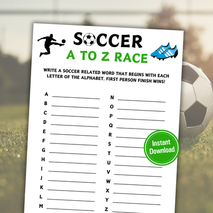 Soccer A To Z Race Game | Printable Soccer Team ABC Race Games