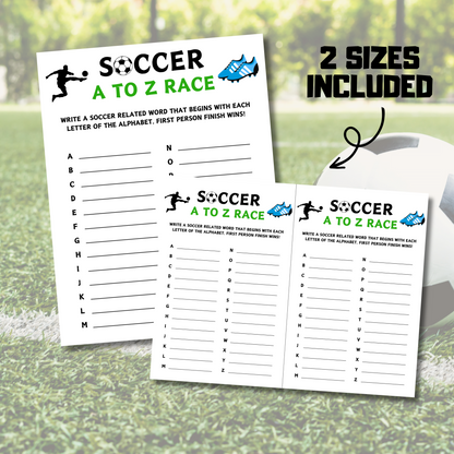 Soccer A To Z Race Game | Printable Soccer Team ABC Race Games