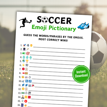 Soccer Emoji Pictionary Game | Printable Soccer Emoji Game